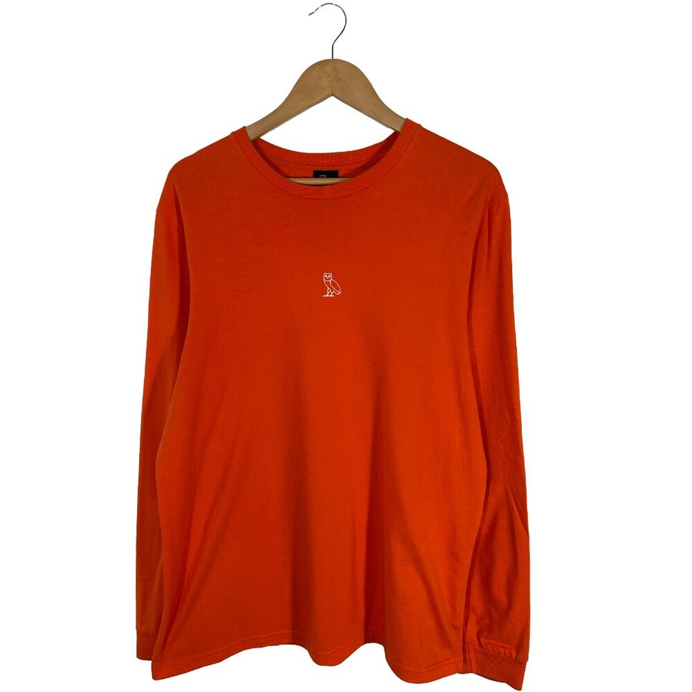 October's Very Own OVO Globe Logo Long Sleeve Shirt Size Large Orange